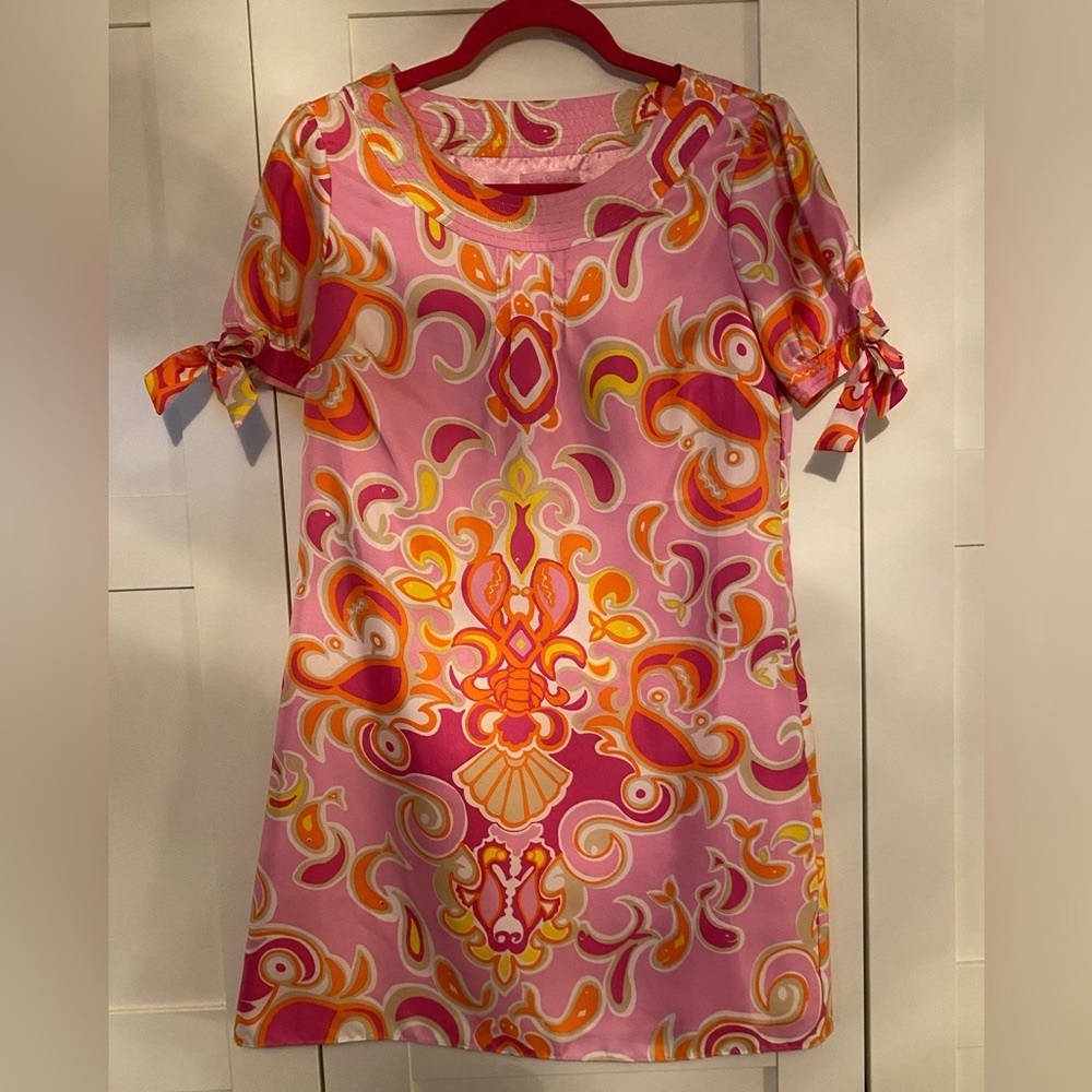 Lilly Pulitzer silk dress pink lobster!